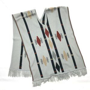 VTG 70s Kimlon Gray Southwestern Aztec Knit Sweater Shawl Poncho Boho Womens OS